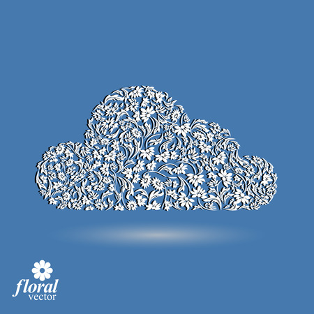 Climate conditions conceptual icon, flower-patterned gloomy cloud. Weather forecast graphic pictogram, best for use in web design.のイラスト素材