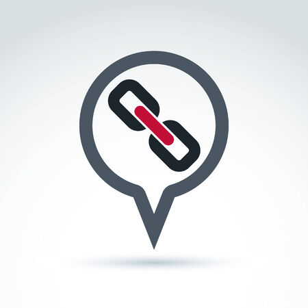 Chat on social relationship. Vector speech bubble sign with a link symbol. Discussion icon.のイラスト素材