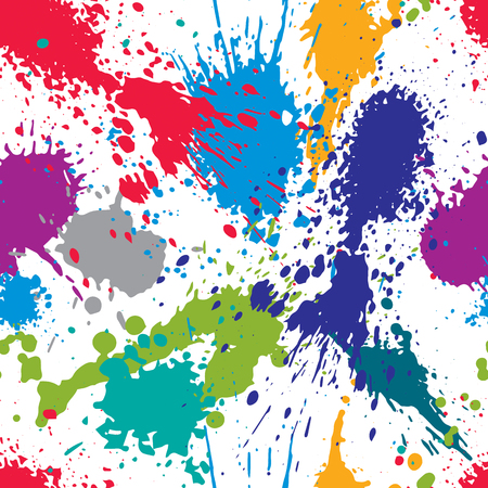 Colorful splattered web design repeat pattern, art ink blob, paintbrush drawing. Bright graffiti seamless background, eps8.のイラスト素材