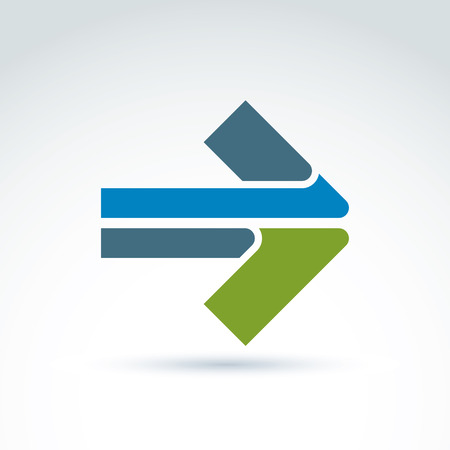 Vector abstract emblem with colorful arrow â right, direction sign, pointer. Double forward symbol.のイラスト素材