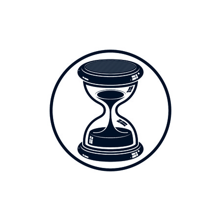 Time without end conceptual icon, web design element. 3d antique hourglass isolated on white. Time management idea.のイラスト素材