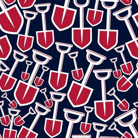 Seamless pattern with garden tools, simple shovels. Continual background with classic spades, garden instruments.のイラスト素材