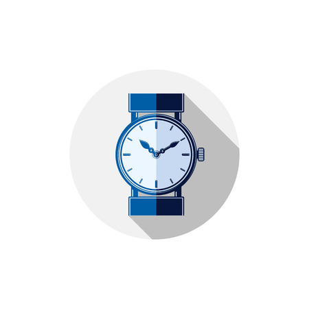 Stylish wristwatch illustration, elegant timepiece with dial and an hour hand. Corporate design emblem or web element.のイラスト素材