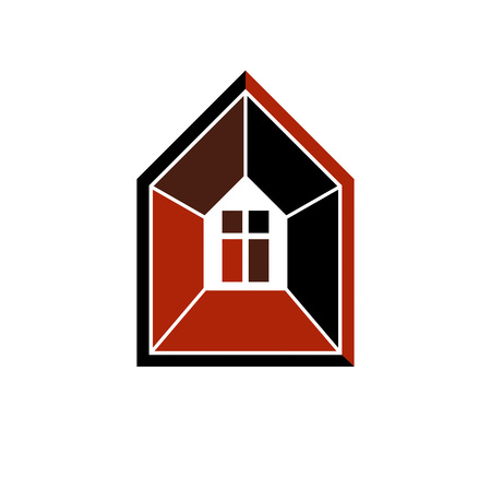 Property developer conceptual business icon. Building modeling and engineering projects abstract symbol. Simple house depiction.のイラスト素材