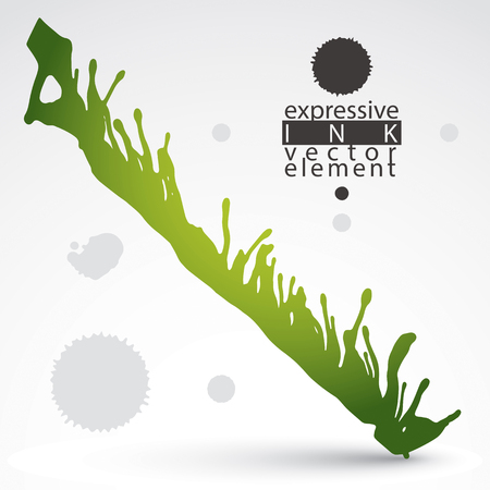 Artistic bright abstract dirty ink template, scanned and traced splashing decorative element. Rough grungy background.のイラスト素材