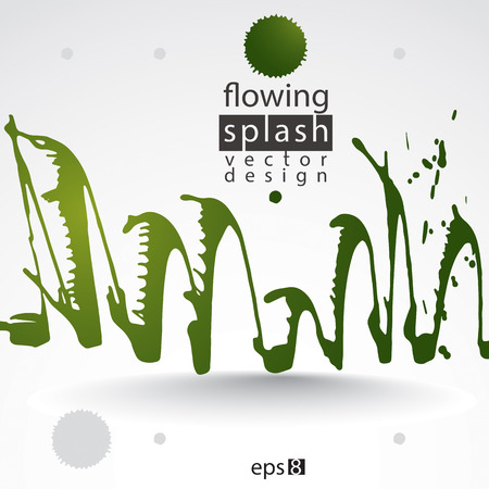 Artistic abstract undulate dirty ink template, colorful scanned and traced splashing decorative element. Rough grungy background.のイラスト素材