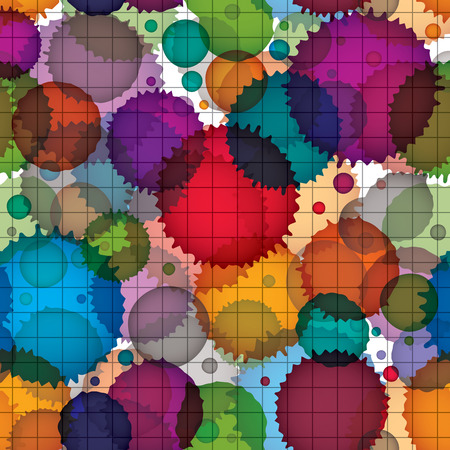 Colorful splattered web design repeat pattern, overlay art ink blob, paintbrush drawing.のイラスト素材