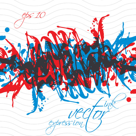 Colorful splattered web design repeat pattern, art ink blob, multilayered paintbrush drawing. Bright graffiti transparent seamless backgroundのイラスト素材
