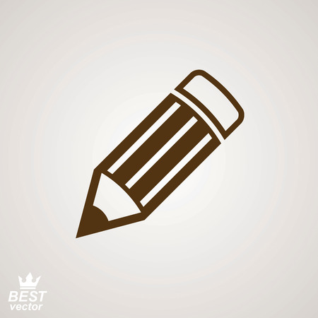 Geometry idea vector icon â detailed brown edit pencil. Graphic realistic engineering tool, technical symbol. Web design industrial element.のイラスト素材