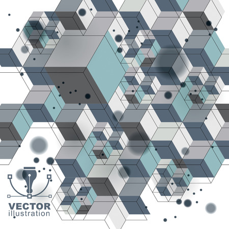 Colorful 3d spatial lattice covering, complicated op art background with geometric shapes. Science and technology theme. Abstract network, lace backdrop.のイラスト素材