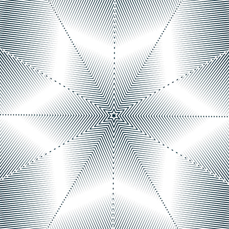Optical illusion, moire background, abstract lined monochrome tiling. Unusual geometric pattern with visual effects.のイラスト素材