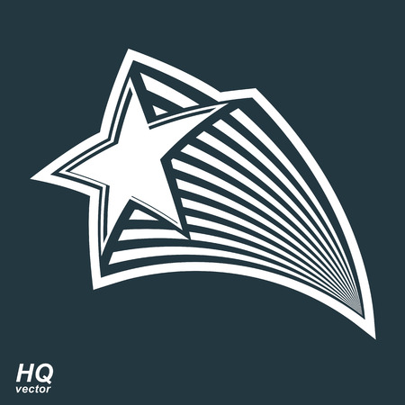 Astronomy conceptual illustration, pentagonal comet star - celestial object with decorative comet tail. Eps8 superstar icon. Armed forces design element.のイラスト素材