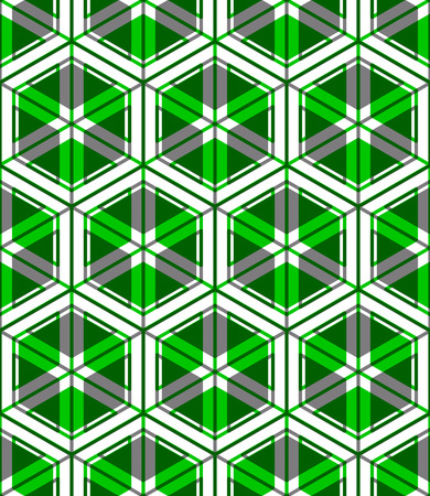 Geometric seamless pattern, endless colorful transparent vector regular background. Abstract covering with 3d superimpose figures.のイラスト素材