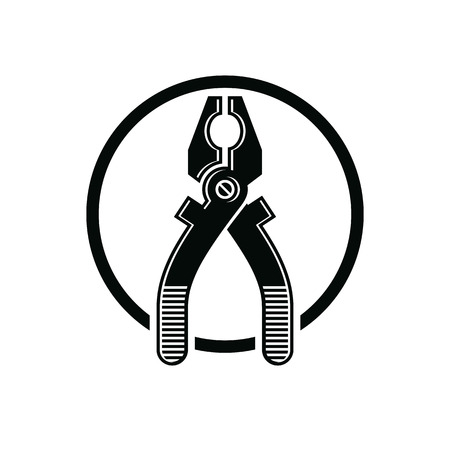 Pliers icon, for use in reparation, carpentry, building. Detailed illustration of nippers, repair work tool. Industry utensil symbol.のイラスト素材