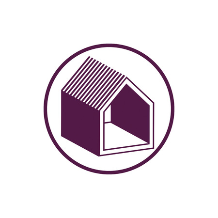 Real estate icon, abstract house depiction. Property developer symbol, conceptual sign, best for use in advertising and as corporate brand for building company.のイラスト素材