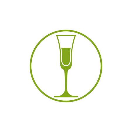 Classic champagne glass, alcohol beverage theme illustration. Lifestyle graphic design element. Relaxation and leisure icon, for use in graphic design.のイラスト素材