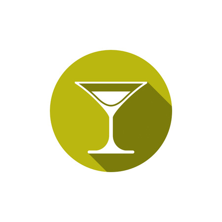 Classic half full martini glass, alcohol and entertainment theme illustration. Party lifestyle graphic goblet isolated.のイラスト素材