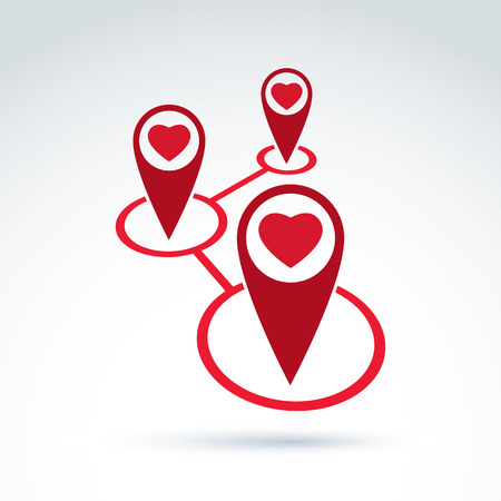 Hearts and connections icon, Online Dating, vector conceptual stylish symbol for your design.のイラスト素材