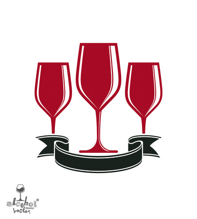 Bright classic goblets set with creative red ribbon, party and celebration theme illustrationのイラスト素材