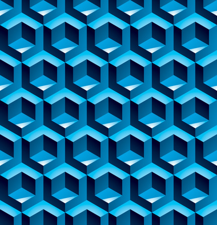Futuristic continuous multicolored pattern, illusive motif abstract background with 3d geometric figuresのイラスト素材