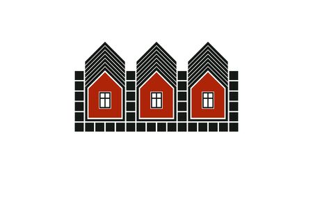 Abstract simple country houses illustration, homes imageのイラスト素材