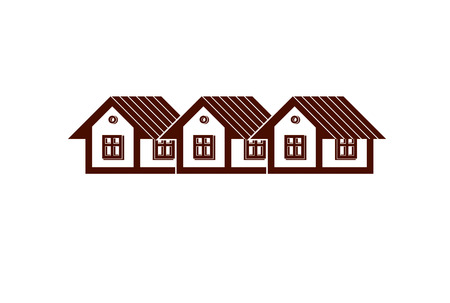 Simple cottages illustration, country housesのイラスト素材