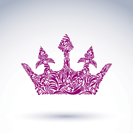 Flower-patterned crown, art royal symbolのイラスト素材