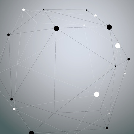 3D vector abstract design object, polygonal complicated figure with lines mesh.のイラスト素材