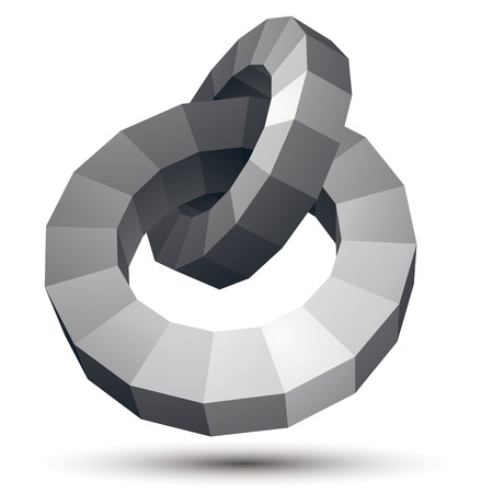 Vector complicated 3d figure, modern digital technology style form, circles. Abstract unusual gray three-dimensional object.のイラスト素材