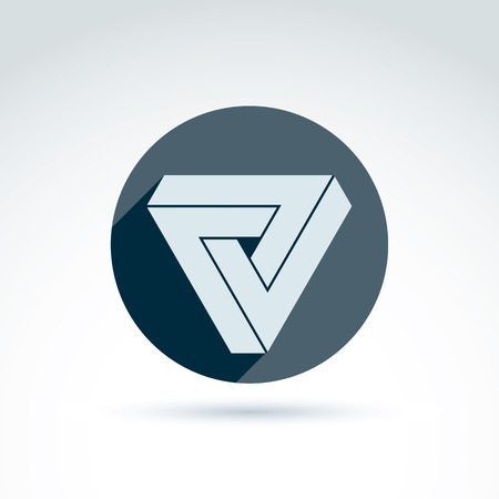 Vector abstract triangle composed from three parts. Geometric symbol isolated on white background, checkmarks placed in a circle, token.のイラスト素材