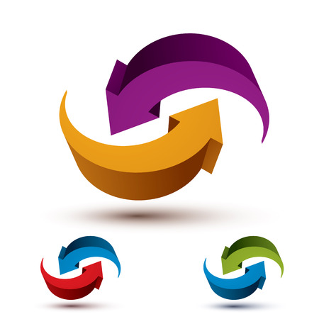 Infinite loop arrows vector abstract symbol, graphic design template 3d pictogram set.のイラスト素材