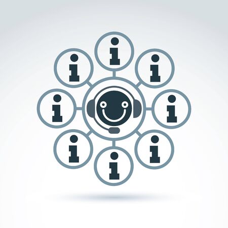 Call center, information collecting and exchange theme icon, vector conceptual unusual symbol for your design.のイラスト素材