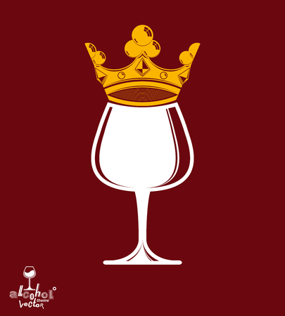 Sophisticated luxury wineglass with golden imperial crown のイラスト素材