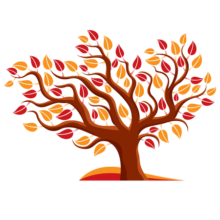 Vector illustration of stylized branchy tree isolated on white background. Ecology conservation theme image.のイラスト素材