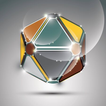 Abstract 3D metal festive sphere with sparkles, bright glossy mirror ball created from triangles, disco theme.のイラスト素材