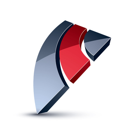 3d unusual company idea design element, abstract vector geometric symbol. Innovation and technology conceptual icon isolated on white background.のイラスト素材