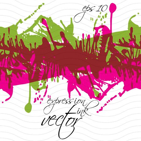 Colorful splattered web design repeat pattern, art ink blob, multilayered paintbrush drawing. Bright graffiti expressive seamless background, eps10.のイラスト素材