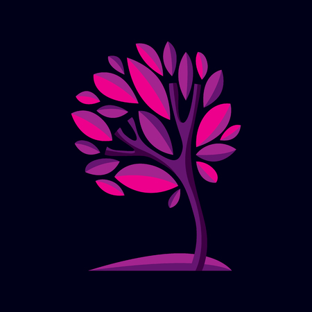 Art decorative natural design symbol, purple tree illustration. Can be used as ecology and environmental conservation concept.のイラスト素材