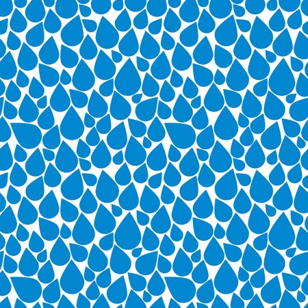 Blue water drops, rainfalls continuous vector background. H2O idea seamless pattern, pure raindrops. Climate conditions theme.のイラスト素材