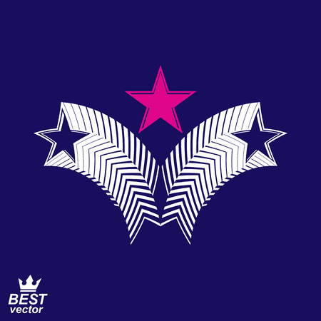 Heraldic simple noble design element, celebrative pentagonal flying stars. Corporate brand emblem, luxury stylized object, graphic symbol.のイラスト素材