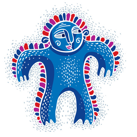 Vector cool cartoon silly monster, simple weird creature. Clipart mythic character for use in graphic design and as mascot.のイラスト素材