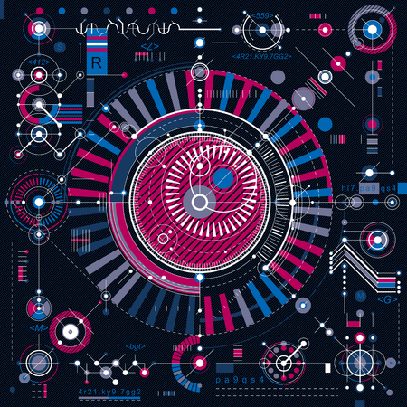 Future technology vector drawing, industrial wallpaper. Graphic illustration of engine or mechanism.のイラスト素材