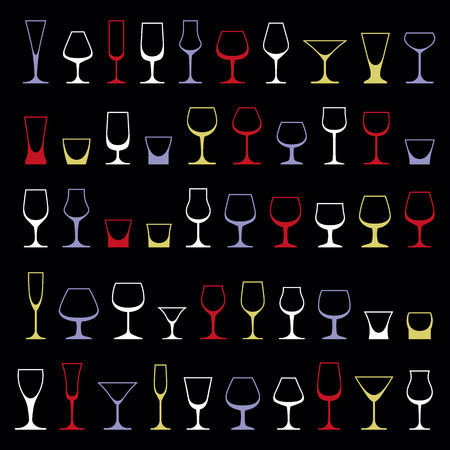 Decorative drinking glasses collection. Set of celebration goblets, simple vector glassware, can be used in graphic and web design.のイラスト素材