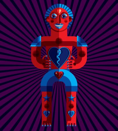 Modernistic style colorful vector illustration made from geometric figures. Flat design image of mythic creature, cubism theme.のイラスト素材