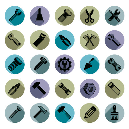 Repair instruments collection, 3d vector tools. Construction idea simple objects, design elements.のイラスト素材