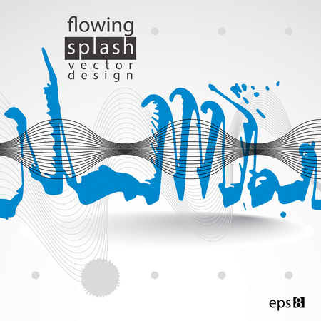 Modern vector inky wallpaper, flowing lines, ephemeral blob painted with brush, muddled graffiti shape element, expressive untidy illustration.のイラスト素材