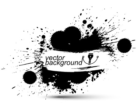 Vector ink splash monochrome seamless pattern with rounded overlap shapes, black and white graphic art repeat backdrop with overlap acrylic spots, scanned and traced.のイラスト素材