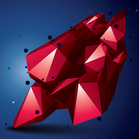 Geometric red polygonal structure with lines mesh, modern science and technology element.のイラスト素材