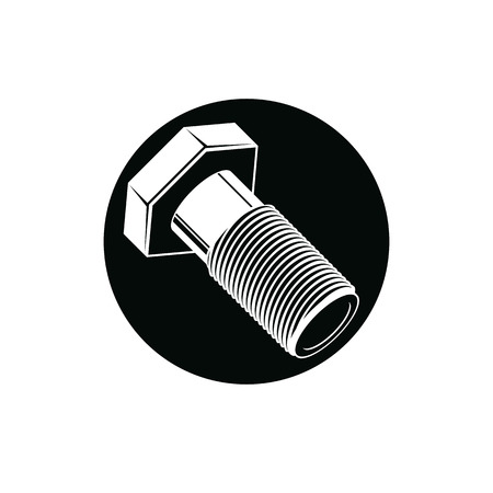 Repair idea design element, 3d bolt, highly detailed vector illustration of screw. Building and manufacturing part isolated on white.のイラスト素材