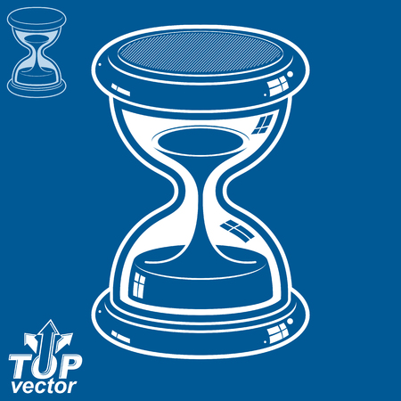 Smooth detailed vector white sand-glass. Old-fashioned elegant 3d hourglass with pour sand. Time without end conceptual icon, includes invert version. Web design element.のイラスト素材